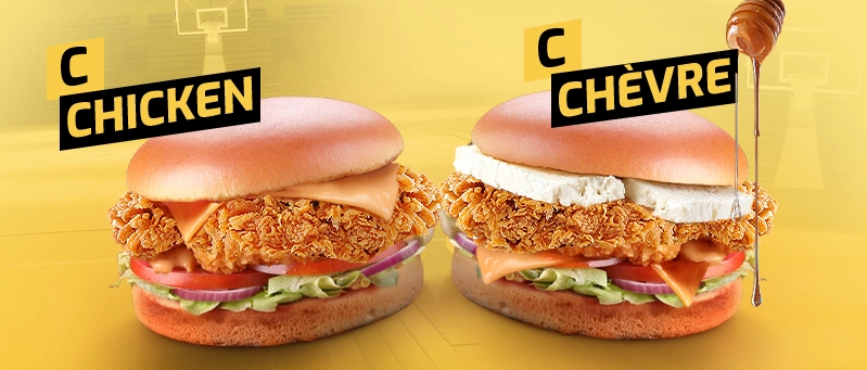 Deux burgers : Chicken et Chevre